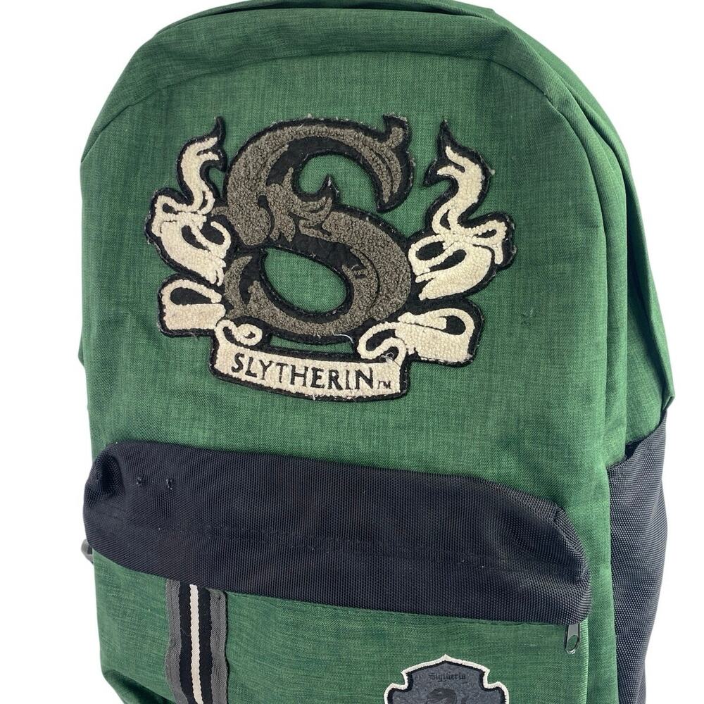 Harry Potter Slytherin House Green Black Hogwarts Patch Logo Backpack One Size - Picture 3 of 5